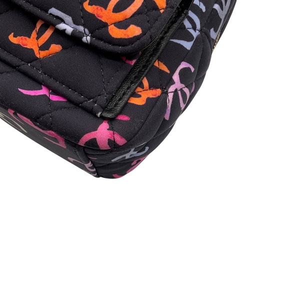 CHANEL NAVY MULTI CLASSIC CC CHAIN POCKET CC LOGO PRINTED QUILTED FABRIC MINI BA - Picture 14 of 16